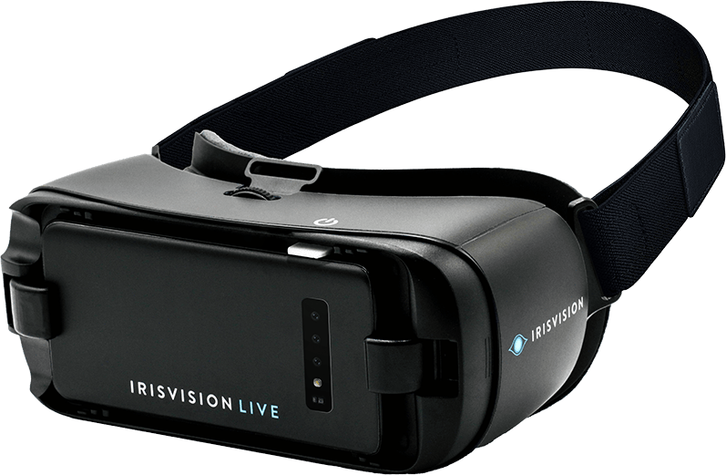 Single image of the IrisVision Live, NanoPac, to assist with low vision_Headset with camera on the front and adjustable back strap