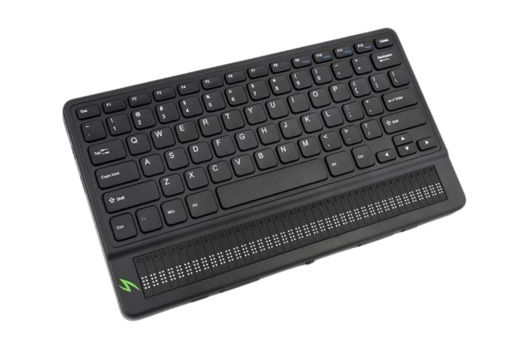 image of the Mantis Q40 with a full QWERTY keyboard with a refreshable braille display below