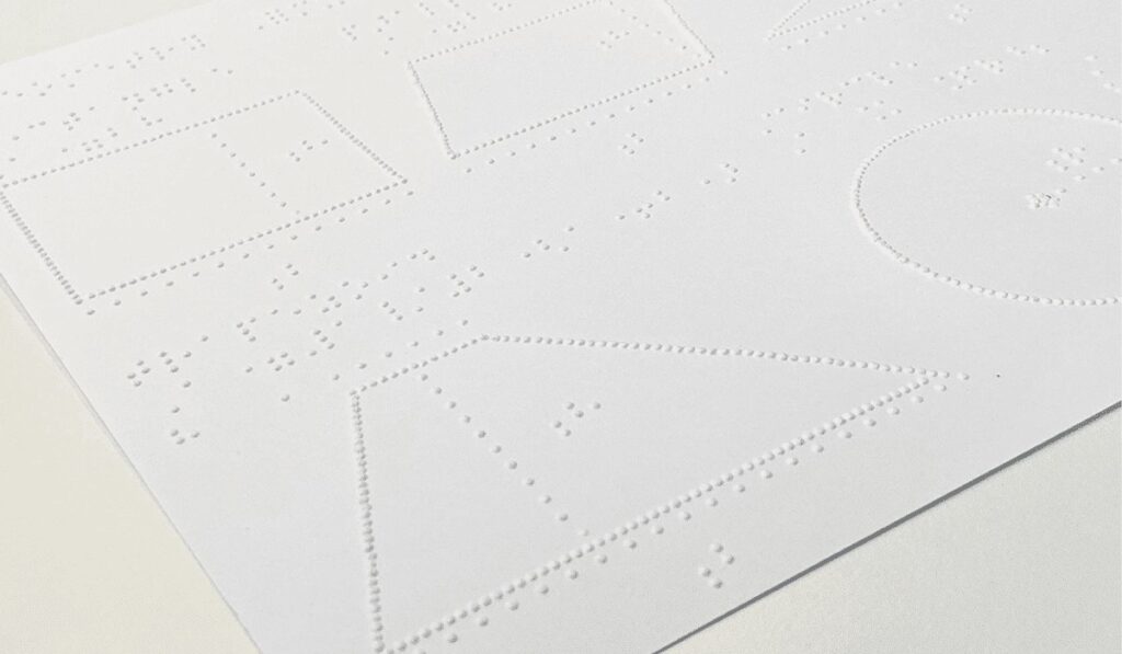 embossed image of geometric shapes from the braille trac