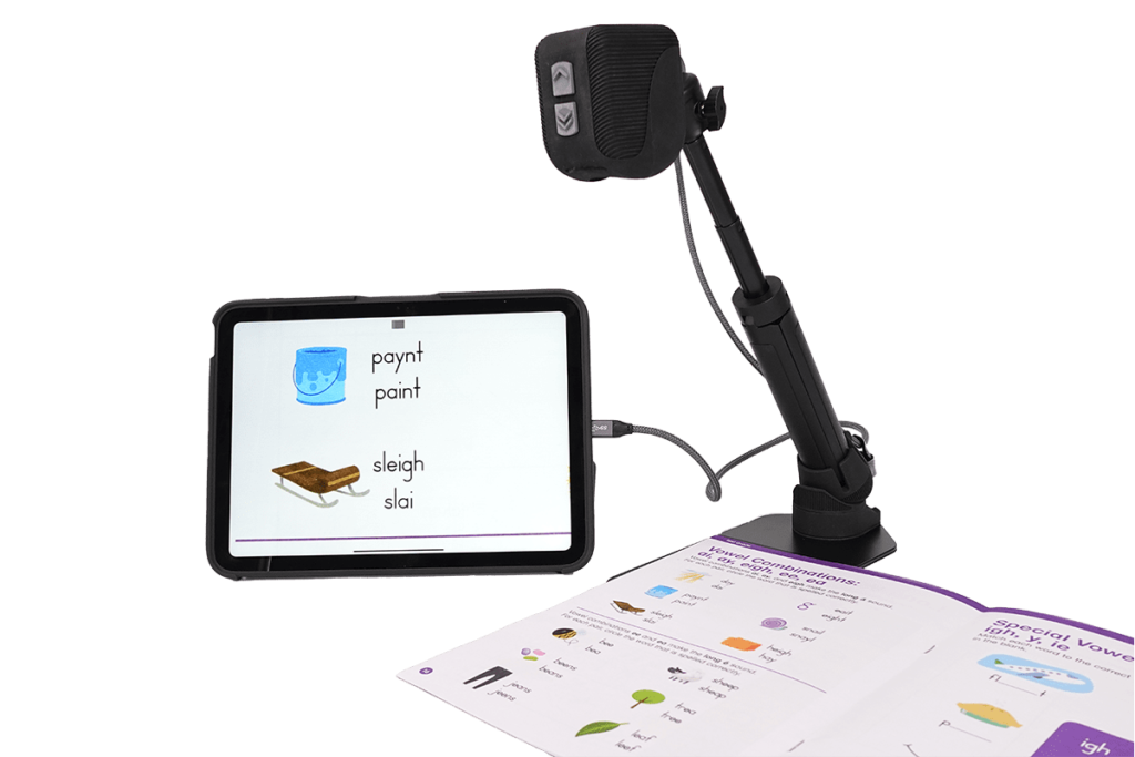 photo of the viewing a worksheet with it magnified onto an iPad