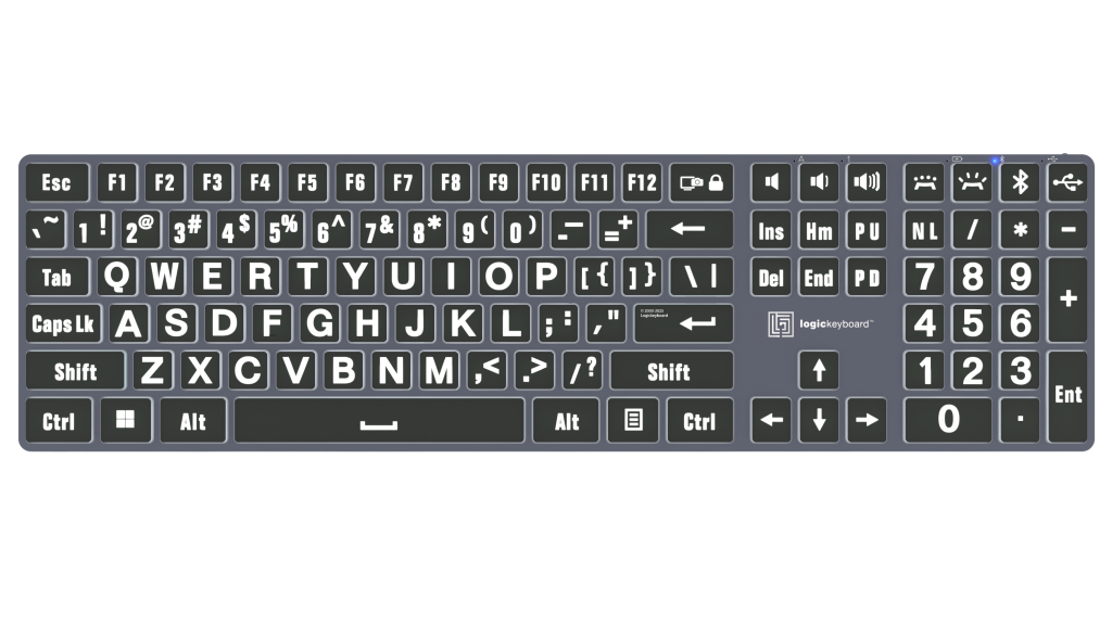 Titan Large Print KB for PC White Letters on Black Keys