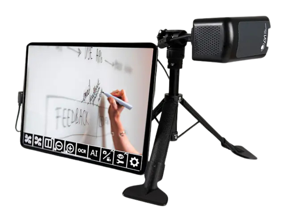 magnilink mini magnifying a student's teachers whiteboard during class to view it on their iPad