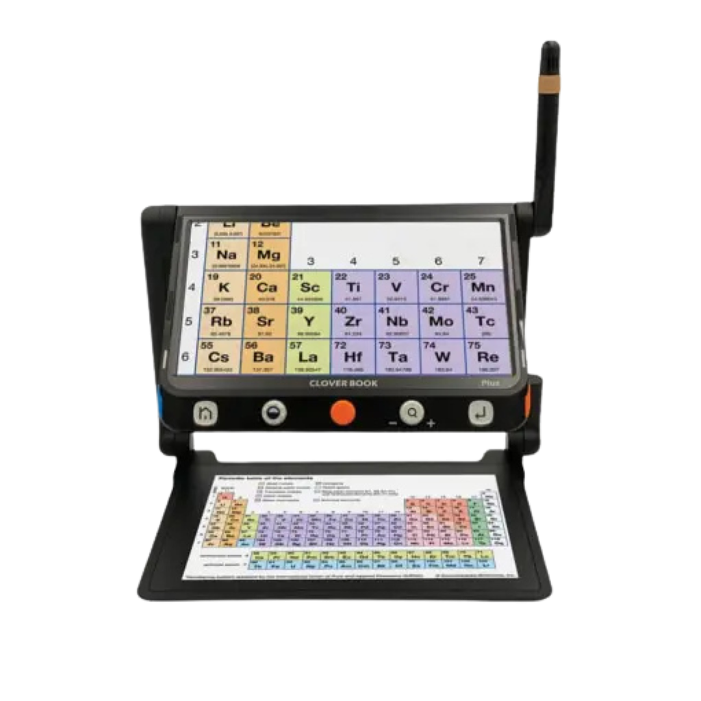 Cloverbook plus video magnifier viewing the periodic table